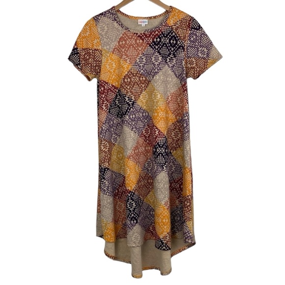 LuLaRoe Geometric Plaid Swing Dress - Picture 2 of 9